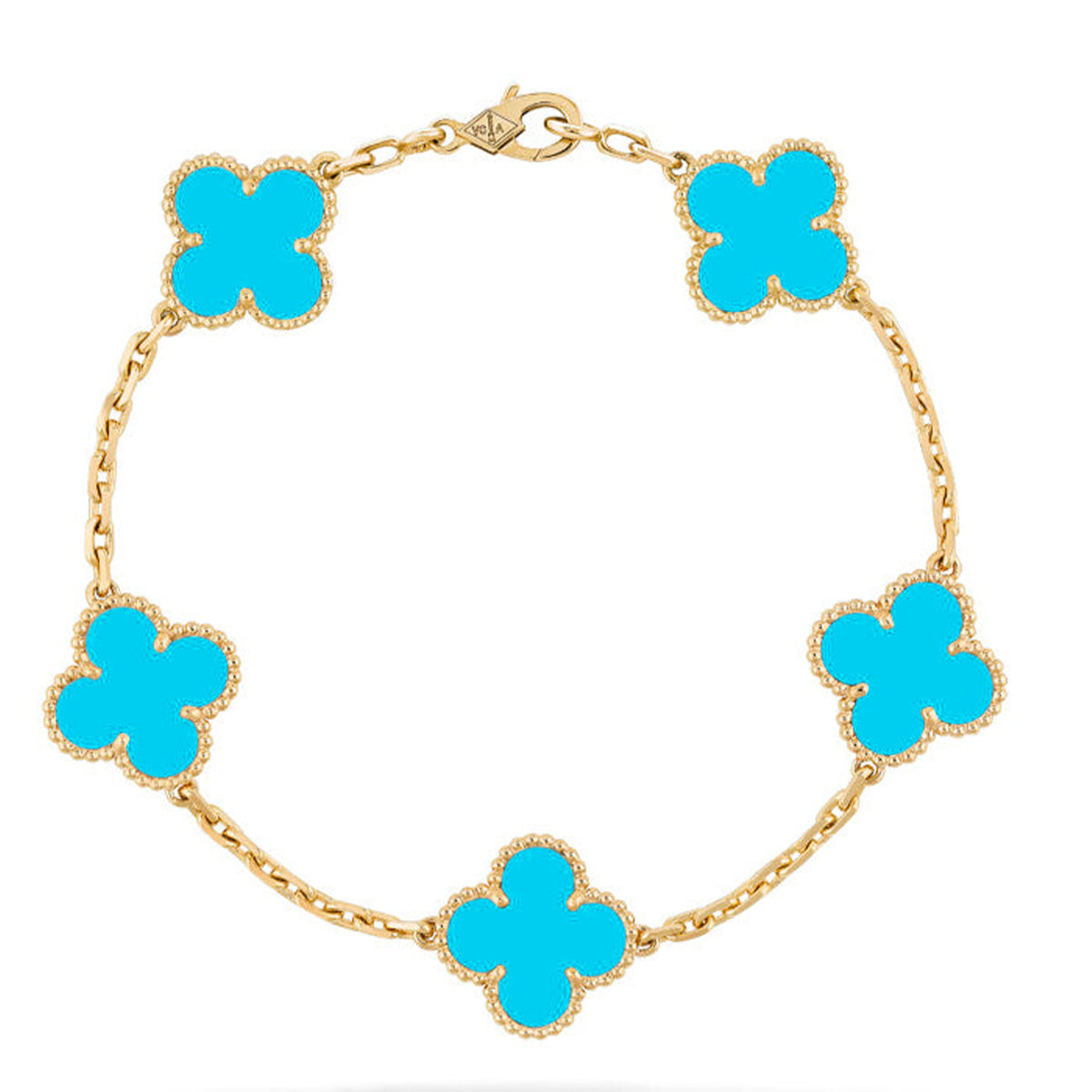 [Super CiCi ] CLOVER 5 MOTIF TURQUOISE BRACELET COLLECTION