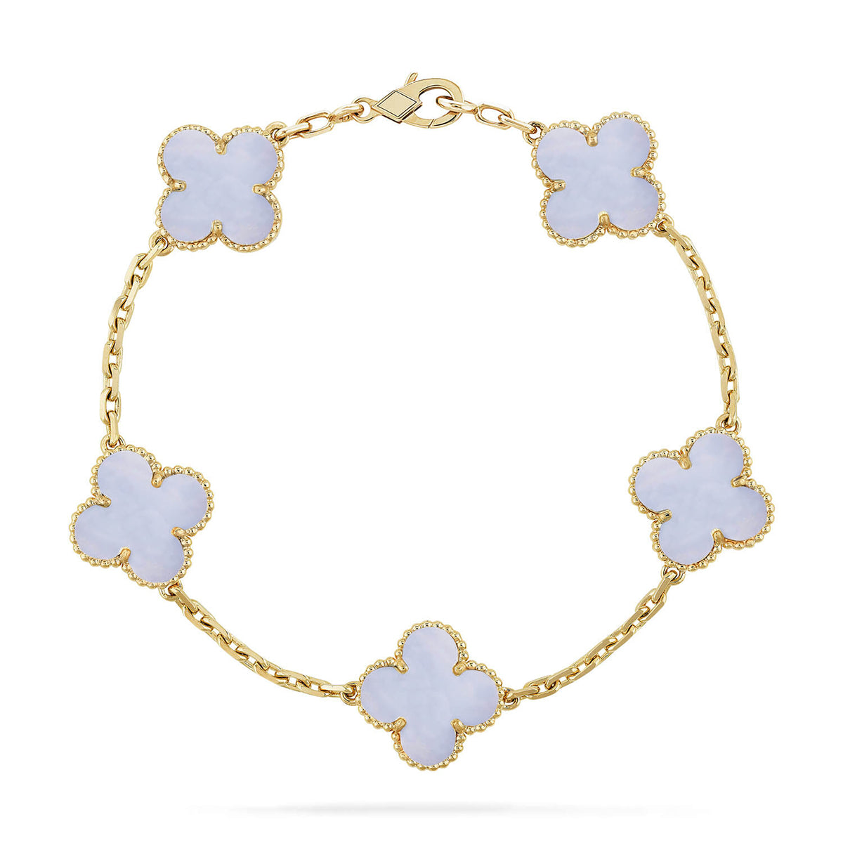 [Super CiCi ] CLOVER 5 MOTIF PURPLE CHALCEDONY BRACELET COLLECTION
