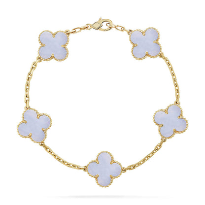 [Super CiCi ] CLOVER 5 MOTIF PURPLE CHALCEDONY BRACELET COLLECTION