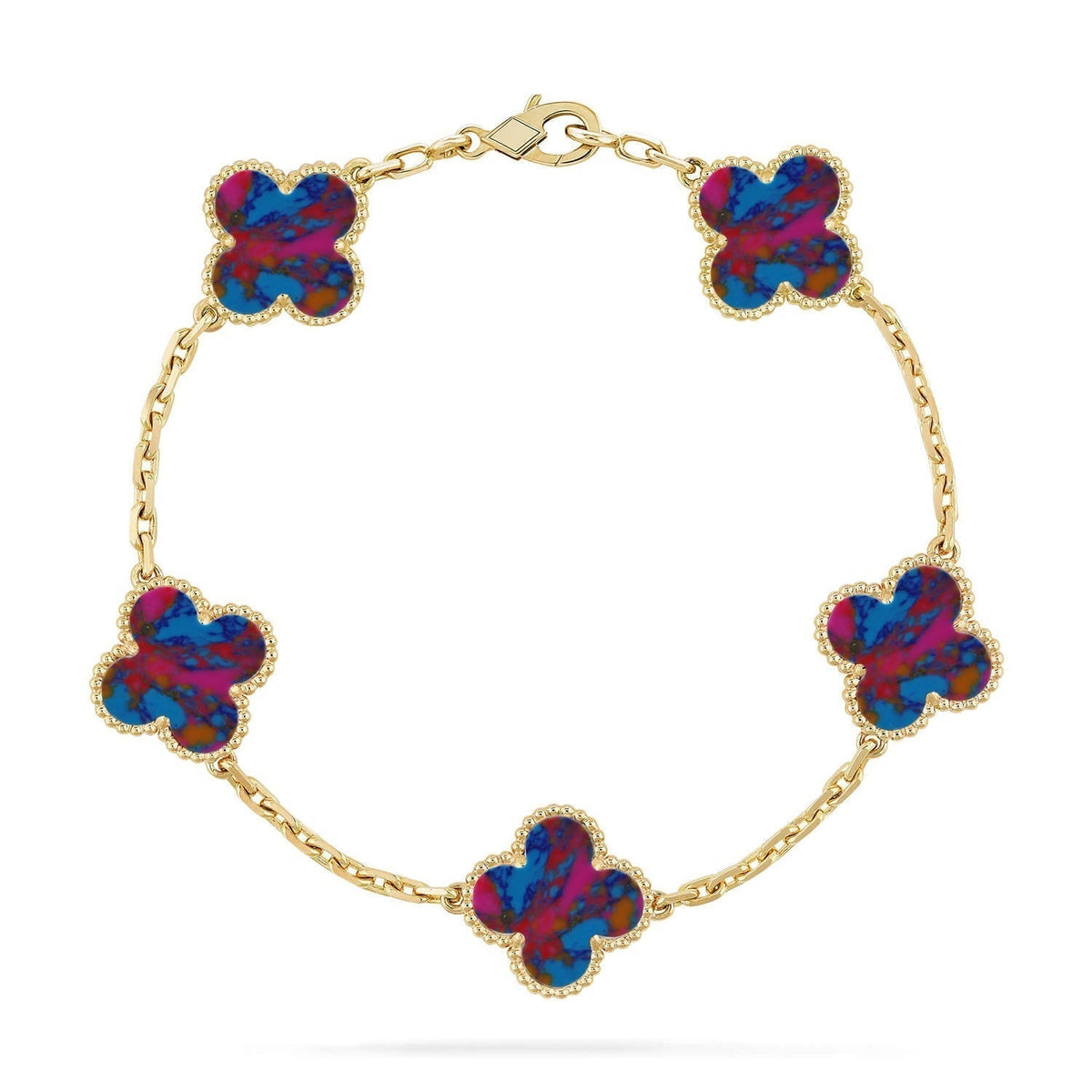 [Super CiCi ]CLOVER 5 MOTIF COLOR GEMSTONES BRACELET COLLECTION