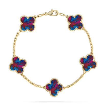 [Super CiCi ]CLOVER 5 MOTIF COLOR GEMSTONES BRACELET COLLECTION