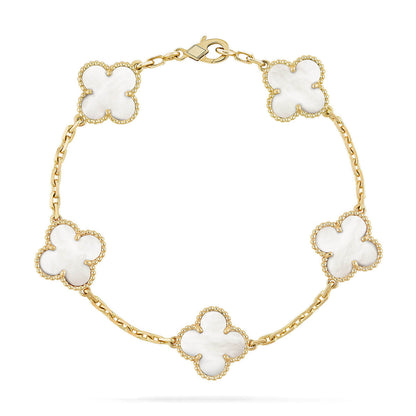 [Super CiCi ]CLOVER WHITE PEARL MOP 5 MOTIF BRACELET COLLECTION