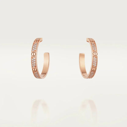 [Super CiCi ]LOVE DIAMOND PINK GOLD HOOP EARRINGS