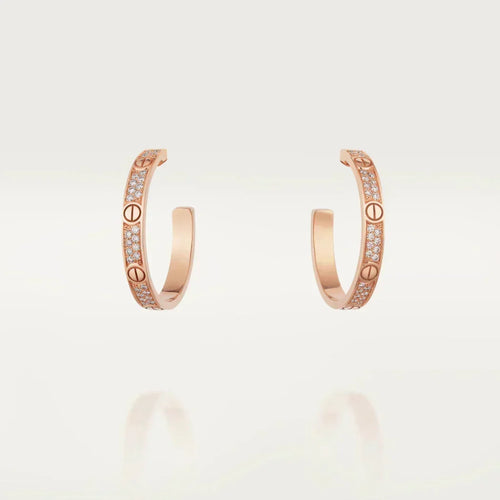 [Super CiCi ]LOVE DIAMOND PINK GOLD HOOP EARRINGS