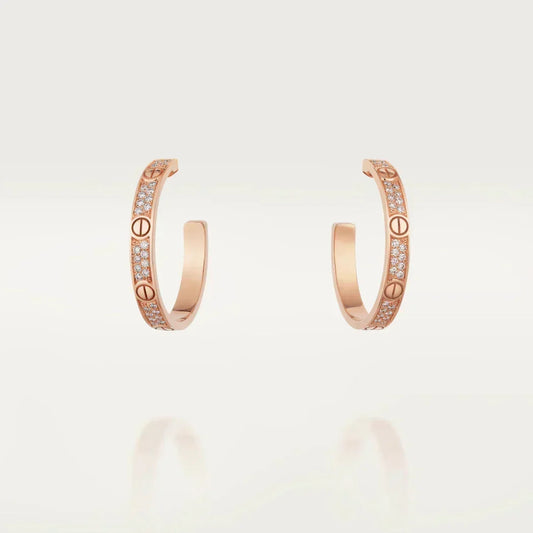 [Super CiCi ]LOVE DIAMOND PINK GOLD HOOP EARRINGS