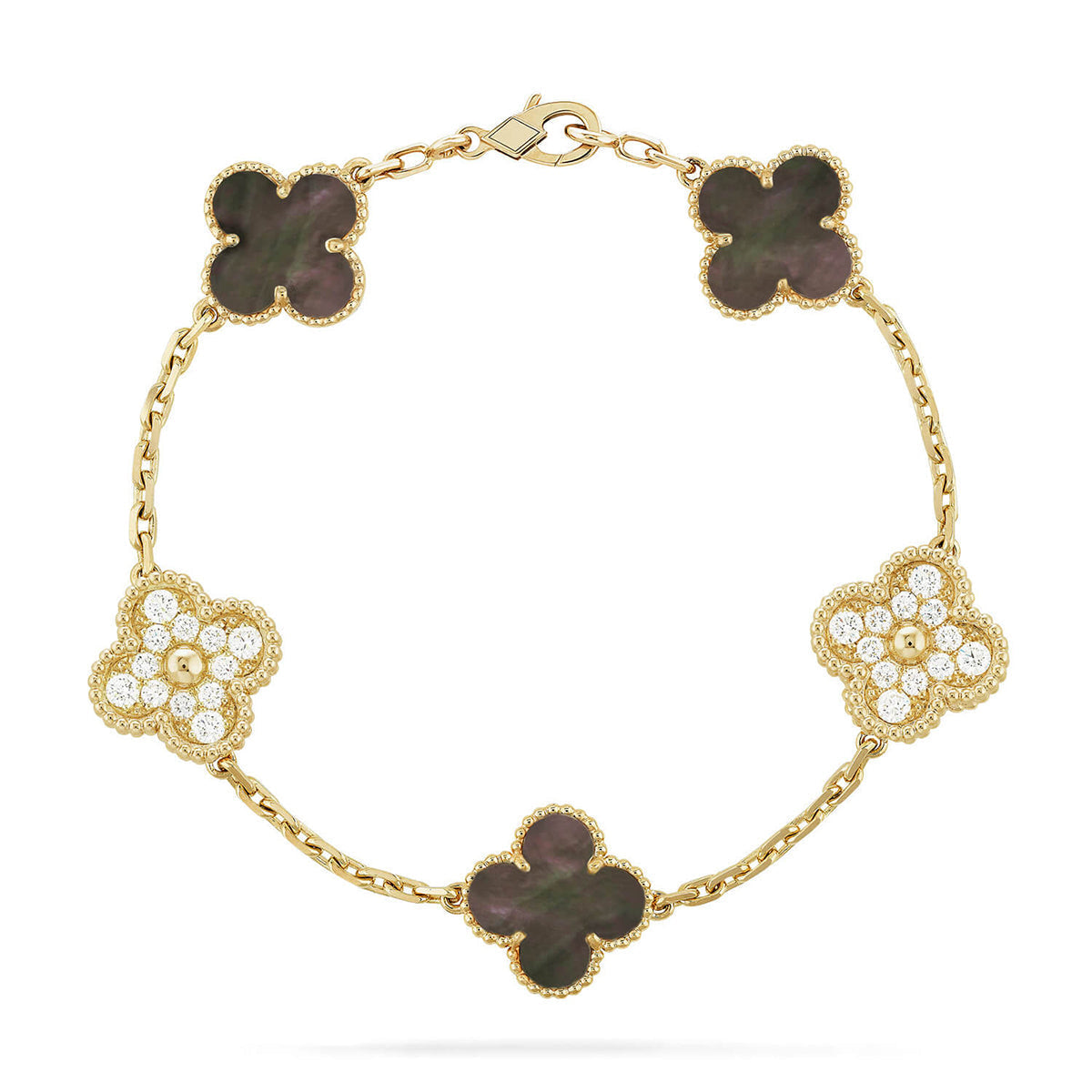[Super CiCi ] CLOVER 5 MOTIF GRAY MOP BRACELET COLLECTION