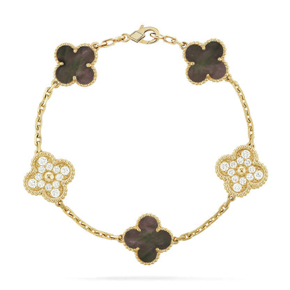 [Super CiCi ] CLOVER 5 MOTIF GRAY MOP BRACELET COLLECTION
