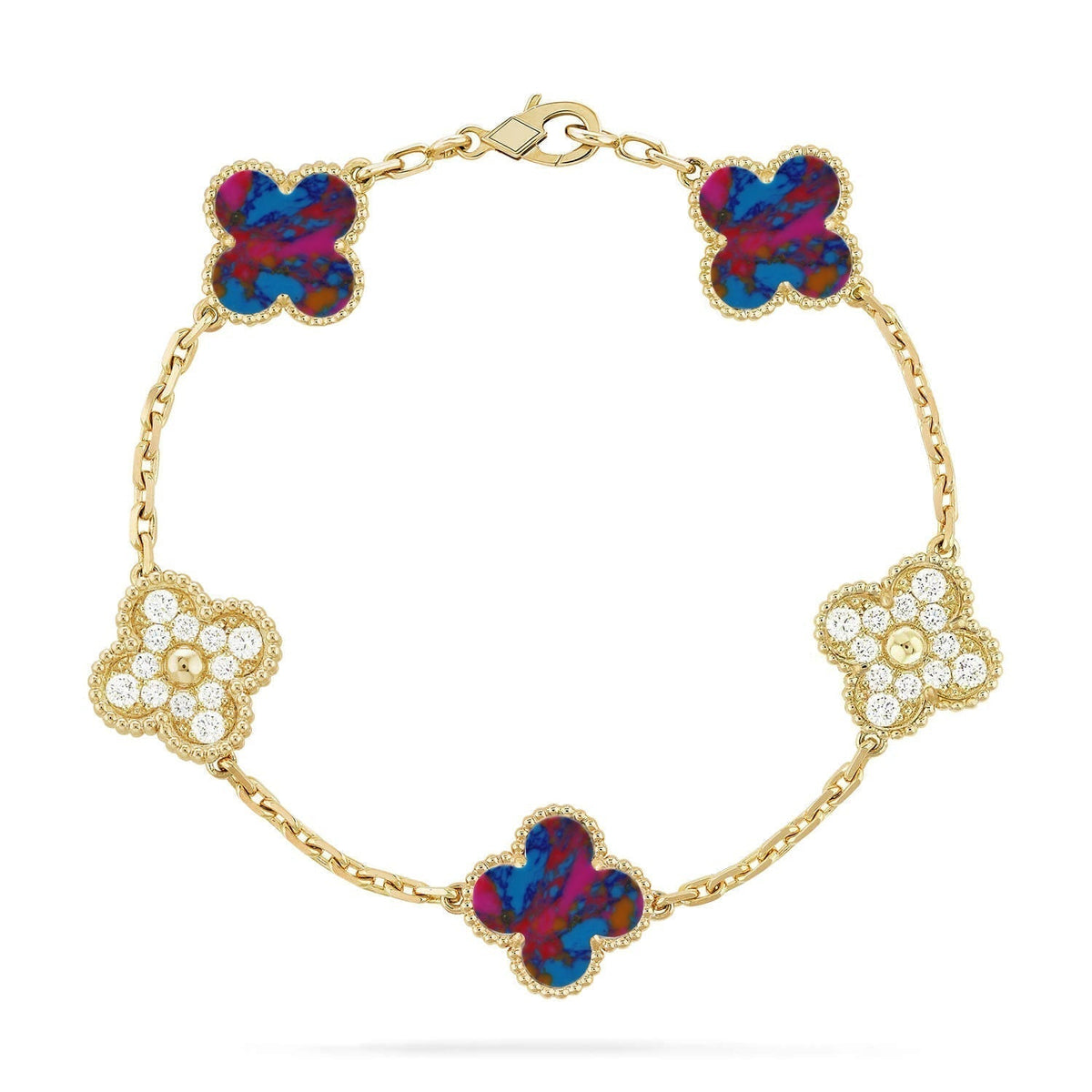 [Super CiCi ]CLOVER 5 MOTIF COLOR GEMSTONES BRACELET COLLECTION