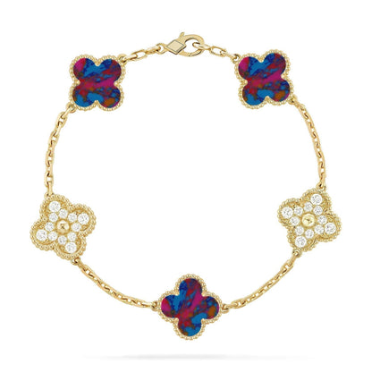 [Super CiCi ]CLOVER 5 MOTIF COLOR GEMSTONES BRACELET COLLECTION