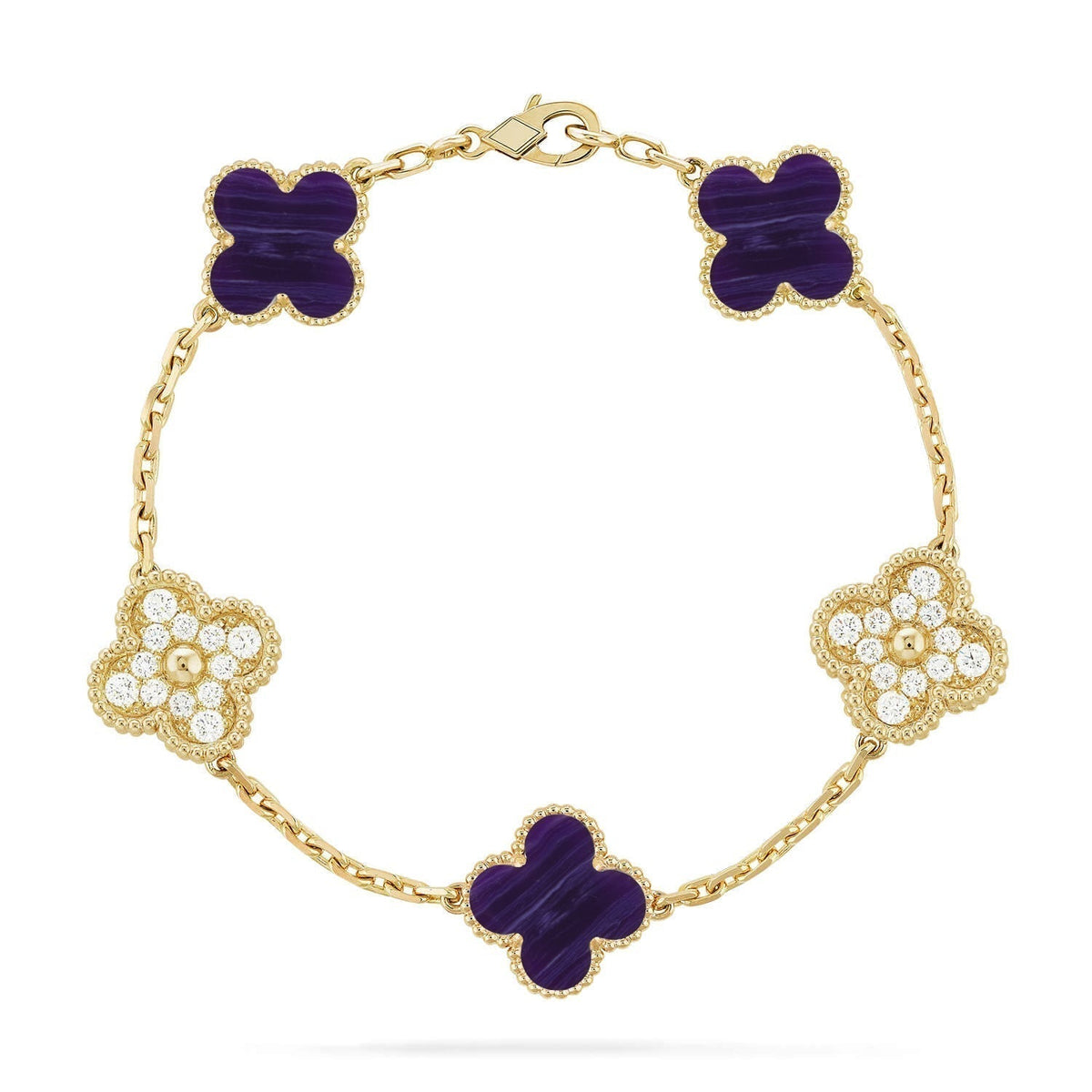 [Super CiCi ]CLOVER 5 MOTIF PURPLE STRIPES BRACELET COLLECTION