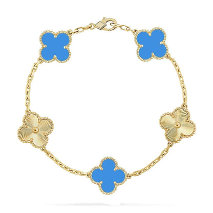 [Super CiCi ] CLOVER 5 MOTIF BLUE AGATE BRACELET COLLECTION