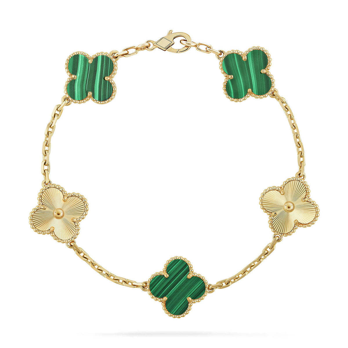 [Super CiCi ] CLOVER 5 MOTIF MALACHITE BRACELET COLLECTION