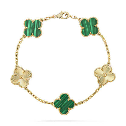 [Super CiCi ] CLOVER 5 MOTIF MALACHITE BRACELET COLLECTION
