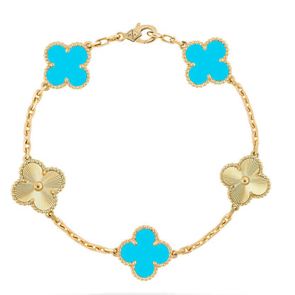 [Super CiCi ] CLOVER 5 MOTIF TURQUOISE BRACELET COLLECTION
