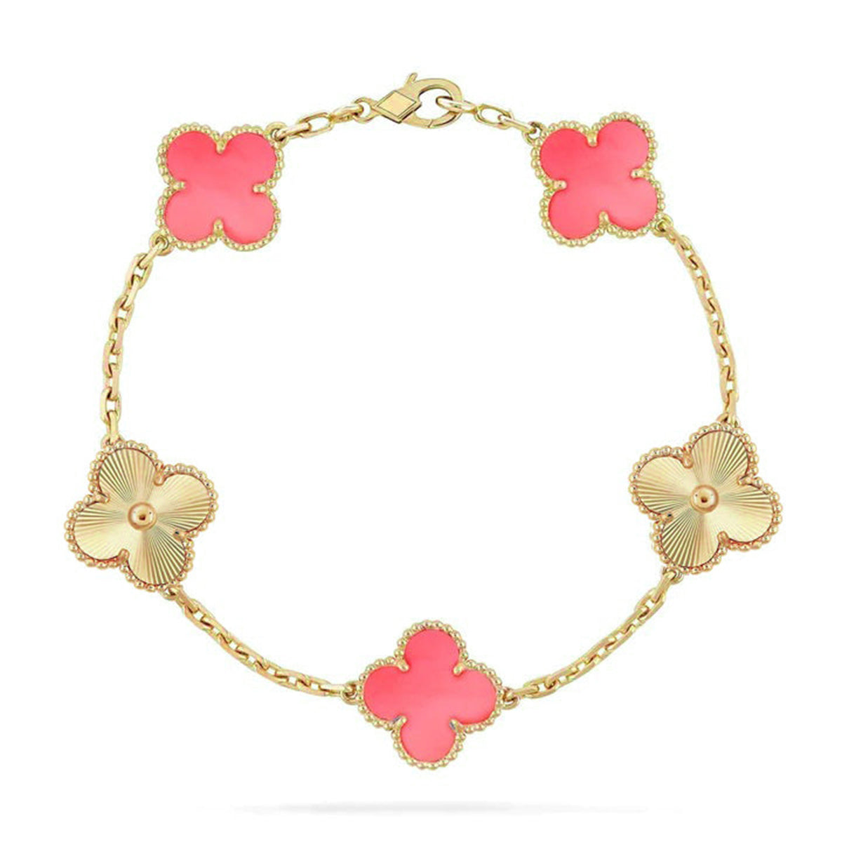 [Super CiCi ] CLOVER 5 MOTIFS  PINK MOP BRACELET COLLECTION