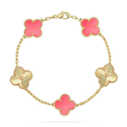 [Super CiCi ] CLOVER 5 MOTIFS  PINK MOP BRACELET COLLECTION