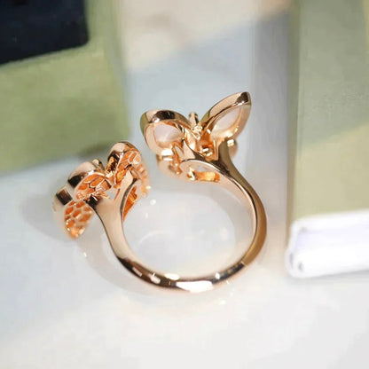 [Super CiCi ]TWIN BUTTERFLY DIAMOND MOP RING