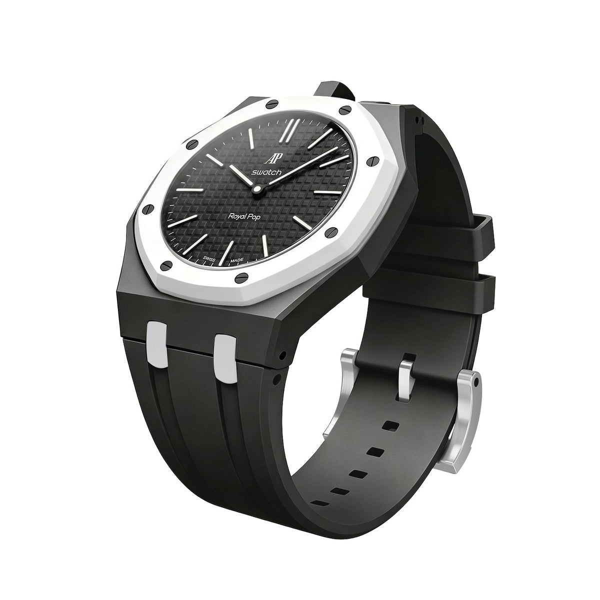 [Super CiCi]OAK POP EXCLUSIVE BLACK AND WHITE SILICONE STRAP