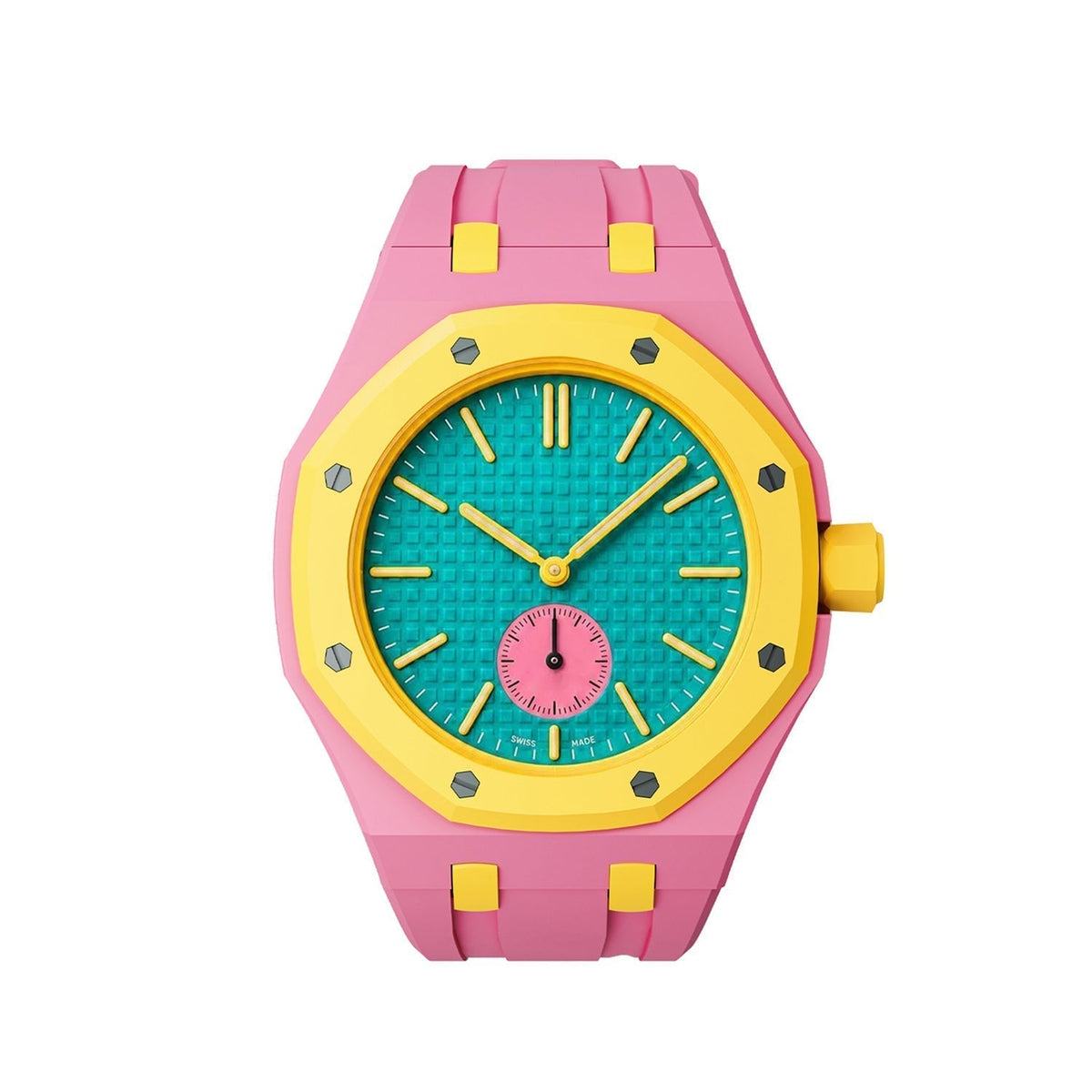 [Super CiCi]OAK POP EXCLUSIVE PINK AND YELLOW SILICONE STRAP