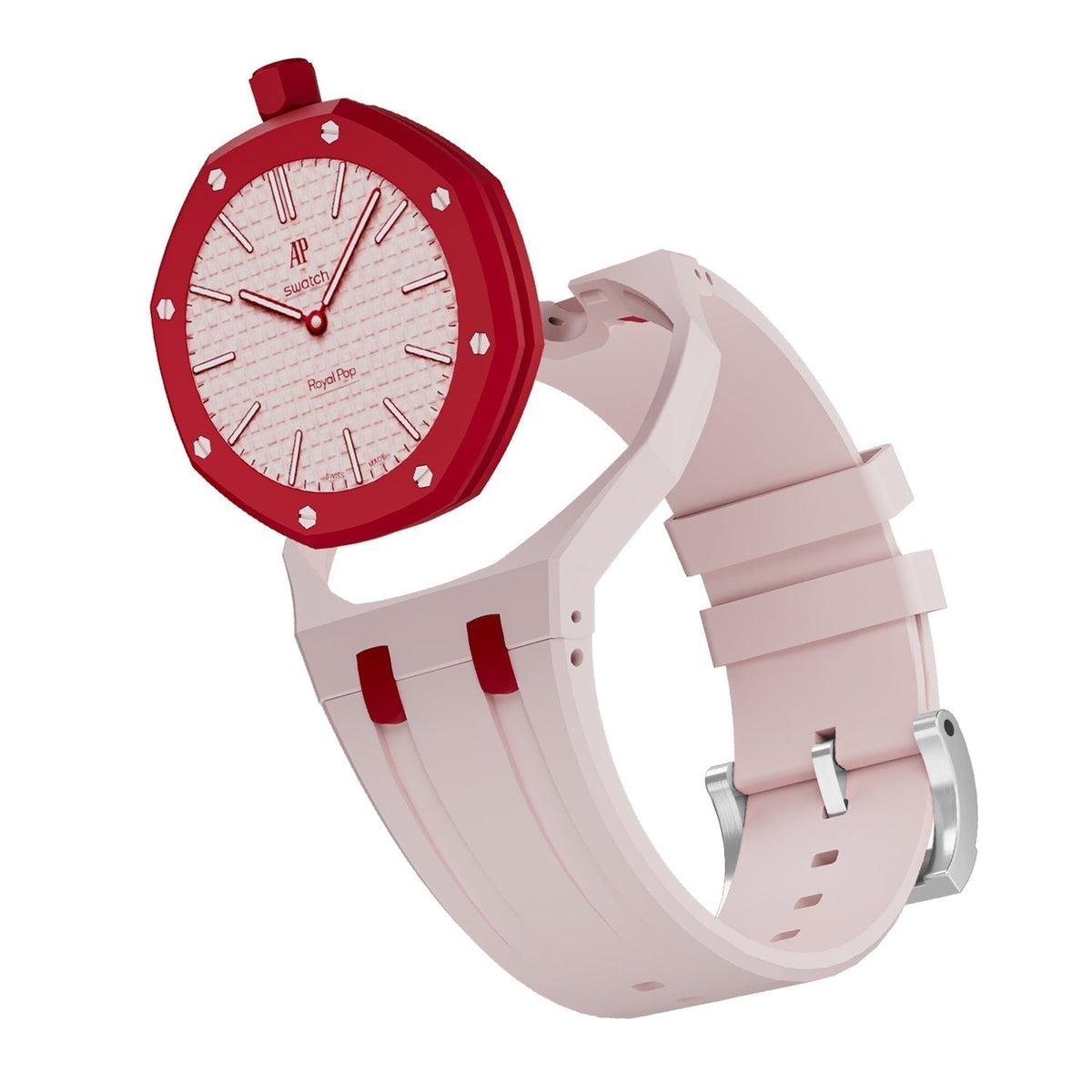 [Super CiCi]OAK POP EXCLUSIVE PINK AND RED SILICONE STRAP