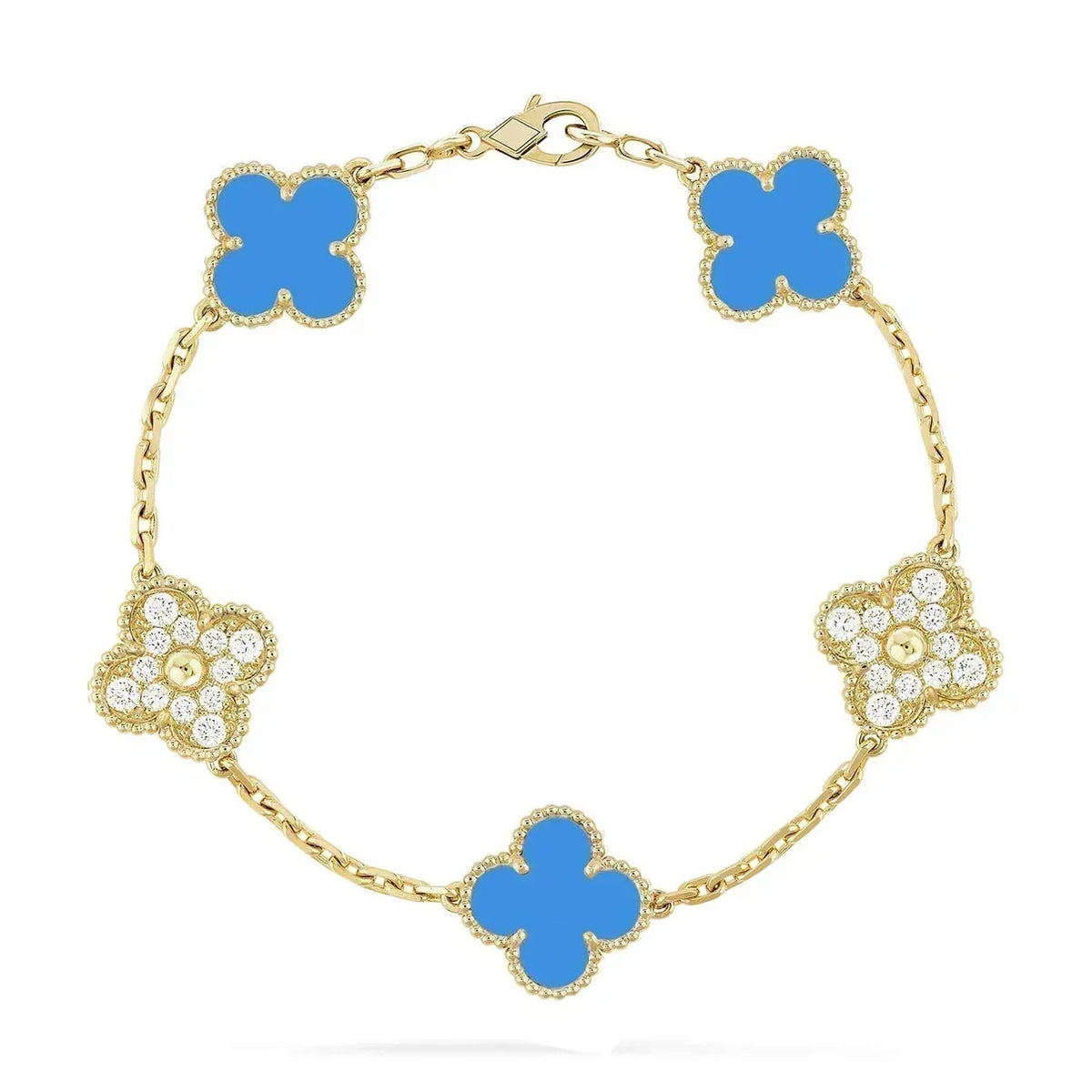 [Super CiCi ] CLOVER 5 MOTIF BLUE AGATE BRACELET COLLECTION