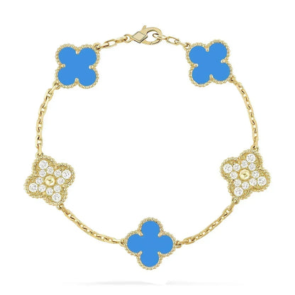 [Super CiCi ] CLOVER 5 MOTIF BLUE AGATE BRACELET COLLECTION