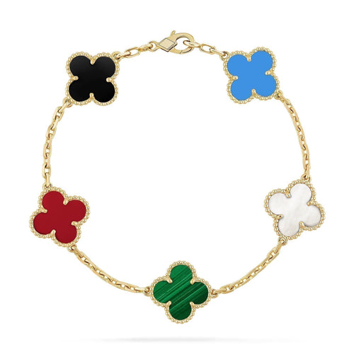 [Super CiCi ]CLOVER 5 MOTIFS MULTICOLOR BRACELET
