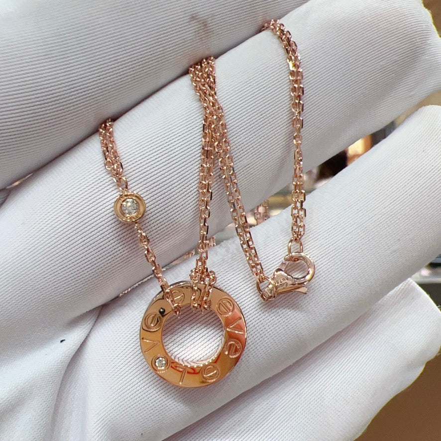 [Super CiCi ]LOVE NECKLACE 16MM 2 DIAMONDS