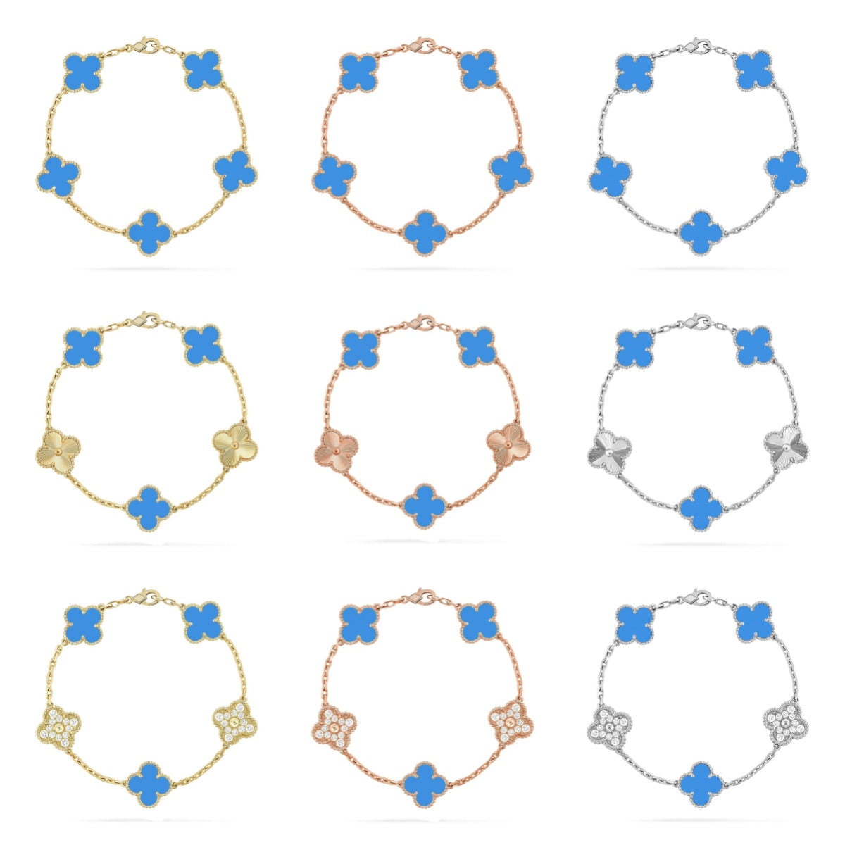 [Super CiCi ] CLOVER 5 MOTIF BLUE AGATE BRACELET COLLECTION