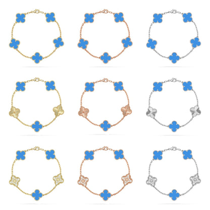 [Super CiCi ] CLOVER 5 MOTIF BLUE AGATE BRACELET COLLECTION