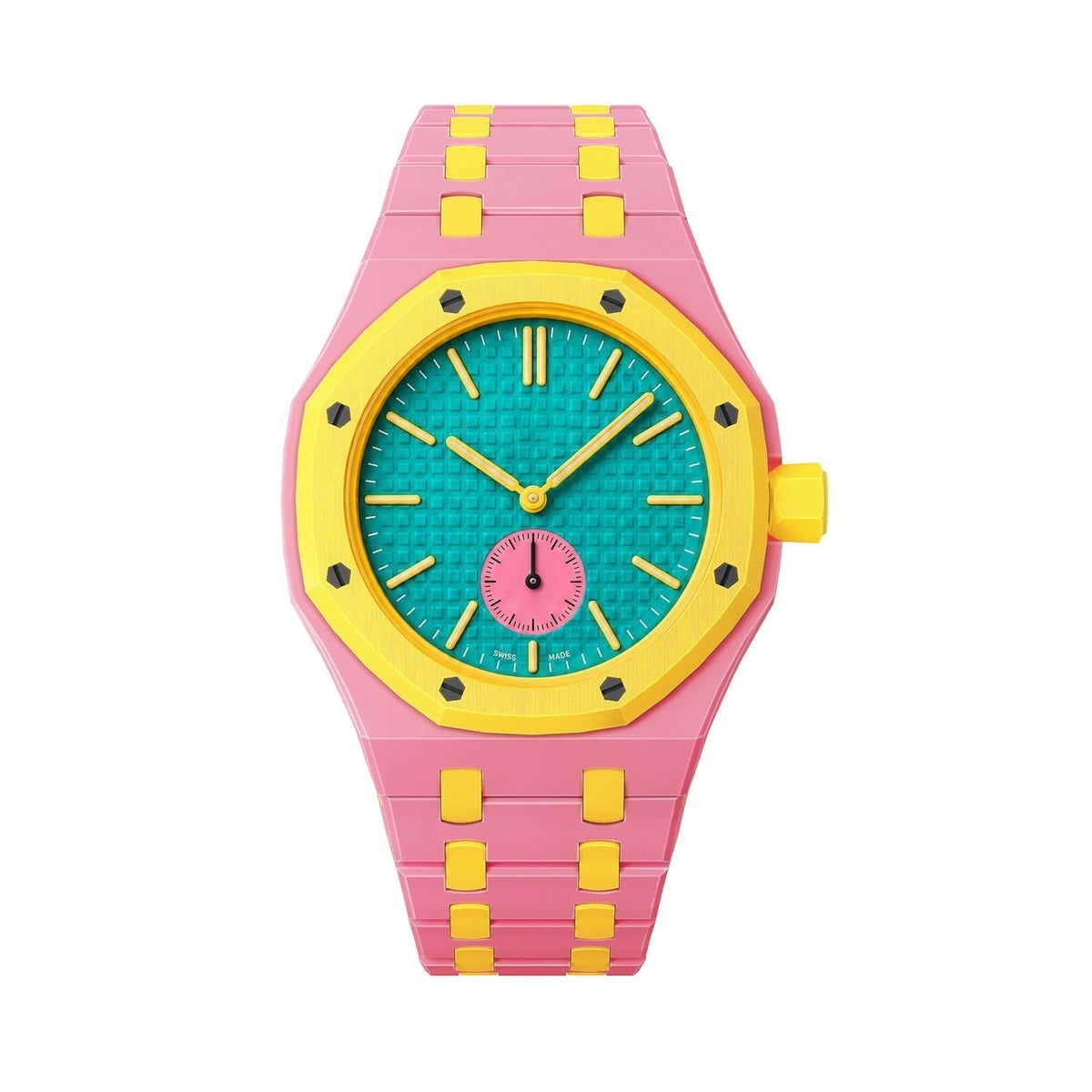 [Super CiCi]OAK POP EXCLUSIVE PINK AND YELLOW BIOCERAMIC STRAP