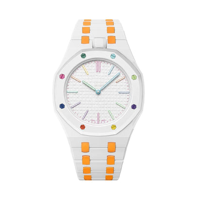 [Super CiCi]OAK POP EXCLUSIVE WHITE AND ORANGE BIOCERAMIC STRAP