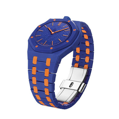 [Super CiCi]OAK POP EXCLUSIVE DARK BLUE AND ORANGE BIOCERAMIC STRAP