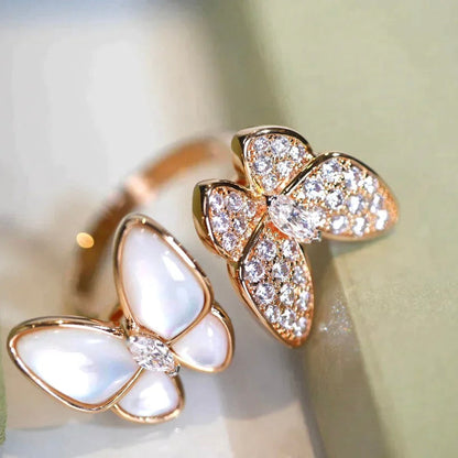 [Super CiCi ]TWIN BUTTERFLY DIAMOND MOP RING