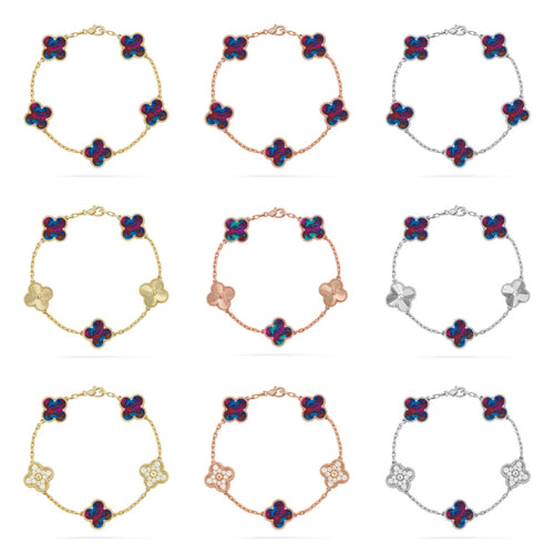 [Super CiCi ]CLOVER 5 MOTIF COLOR GEMSTONES BRACELET COLLECTION