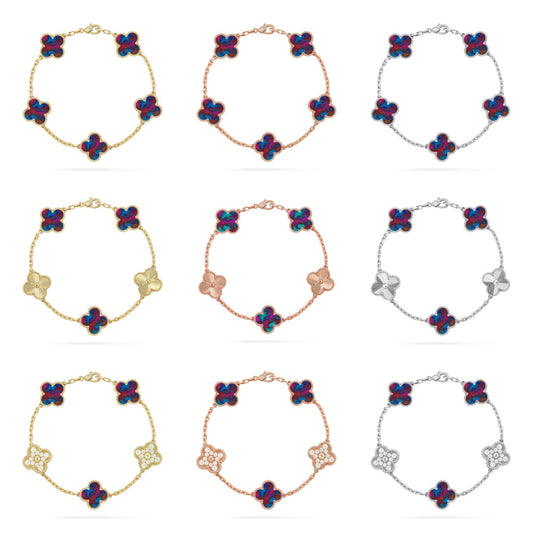 [Super CiCi ]CLOVER 5 MOTIF COLOR GEMSTONES BRACELET COLLECTION
