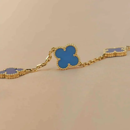 [Super CiCi ] CLOVER 5 MOTIF BLUE AGATE BRACELET COLLECTION