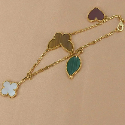 [Super CiCi ]LUCKY SPRING 5 MOTIF GOLD BRACELET