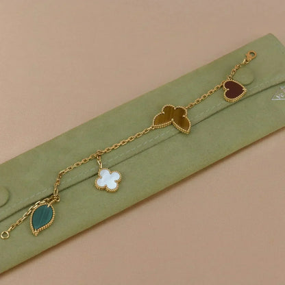 [Super CiCi ]LUCKY SPRING 5 MOTIF GOLD BRACELET