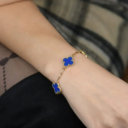 [Super CiCi ] CLOVER 5 MOTIF BLUE AGATE BRACELET COLLECTION