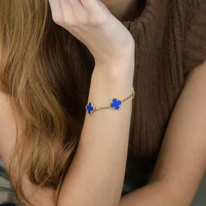 [Super CiCi ] CLOVER 5 MOTIF BLUE AGATE BRACELET COLLECTION