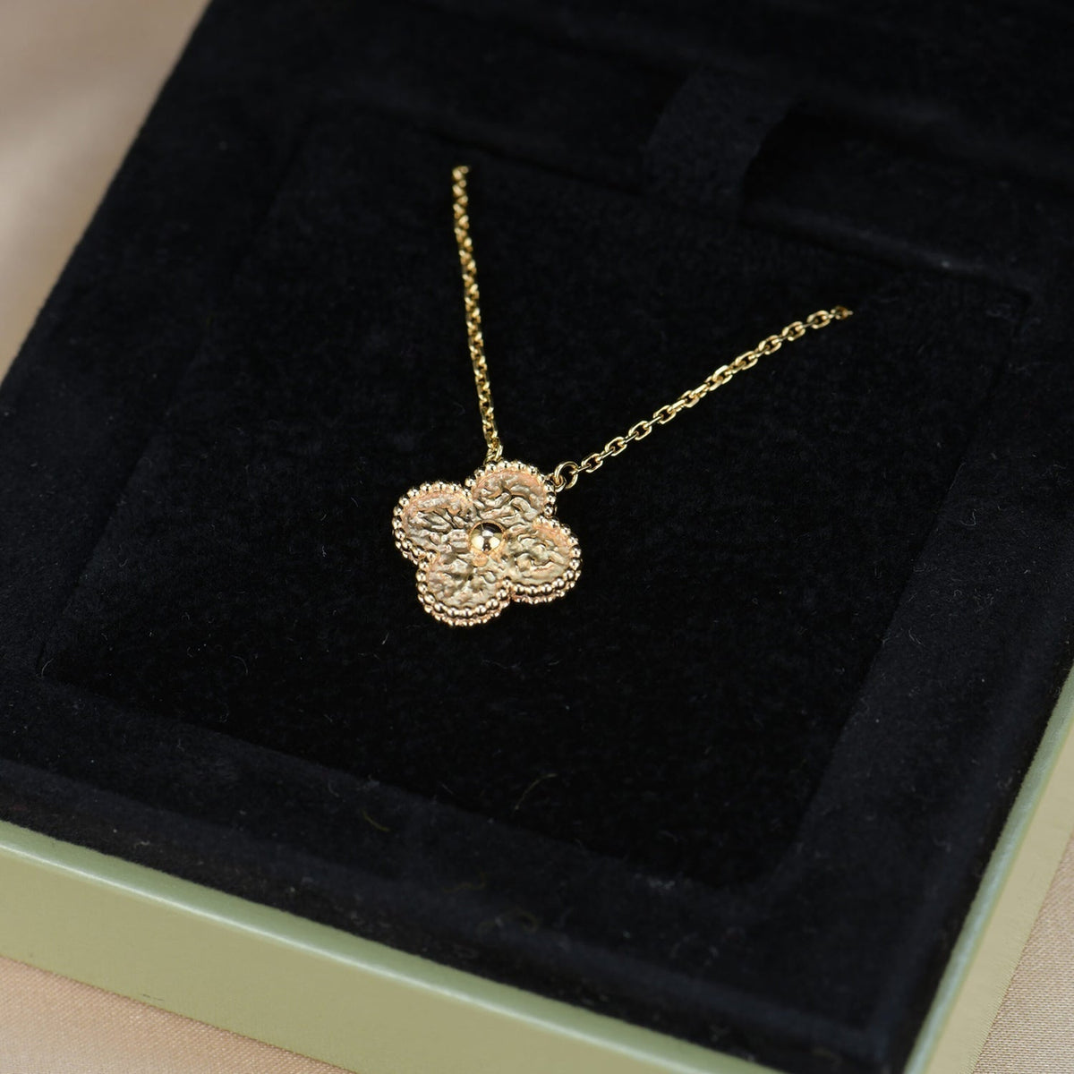 [Super CiCi ]CLOVER 15MM  BRONZING NECKLACE