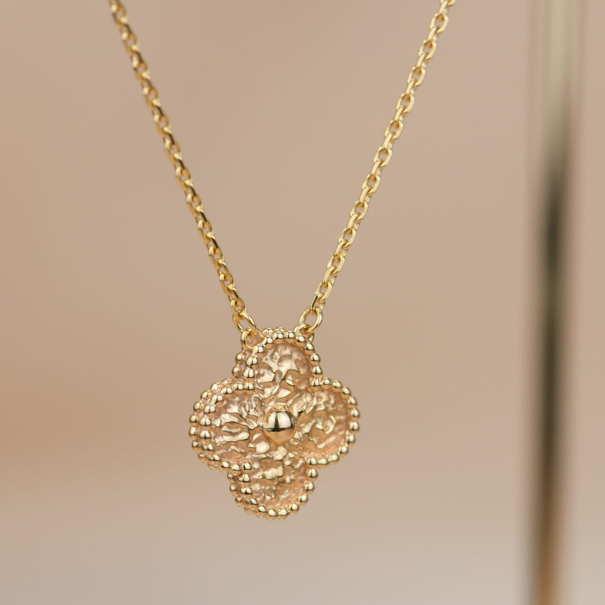 [Super CiCi ]CLOVER 15MM  BRONZING NECKLACE