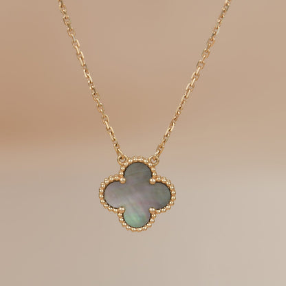 [Super CiCi ]CLOVER 15MM  GRAY MOTHER OF PEARL NECKLACE