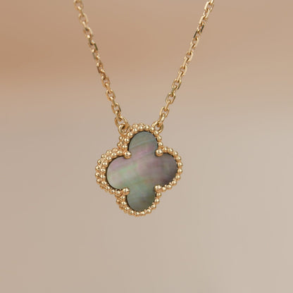 [Super CiCi ]CLOVER 15MM  GRAY MOTHER OF PEARL NECKLACE