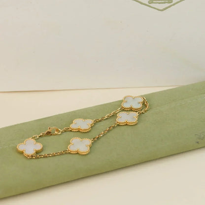 [Super CiCi ]CLOVER WHITE PEARL MOP 5 MOTIF BRACELET COLLECTION