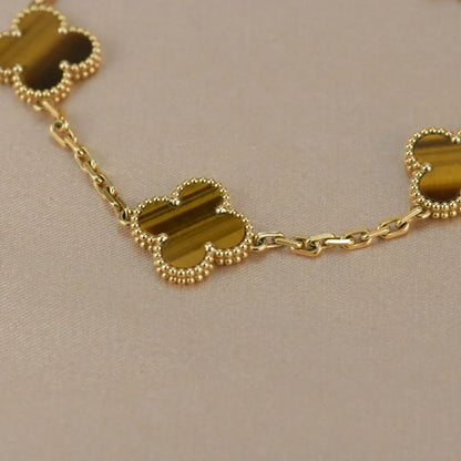 [Super CiCi ] CLOVER 5 MOTIFS TIGER EYE BRACELET COLLECTION