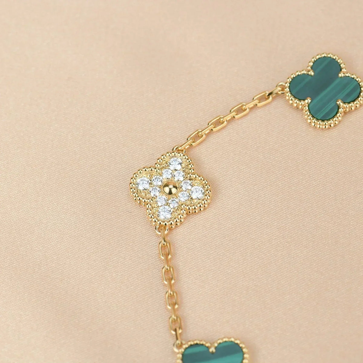 [Super CiCi ] CLOVER 5 MOTIF MALACHITE BRACELET COLLECTION