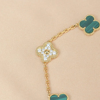 [Super CiCi ] CLOVER 5 MOTIF MALACHITE BRACELET COLLECTION