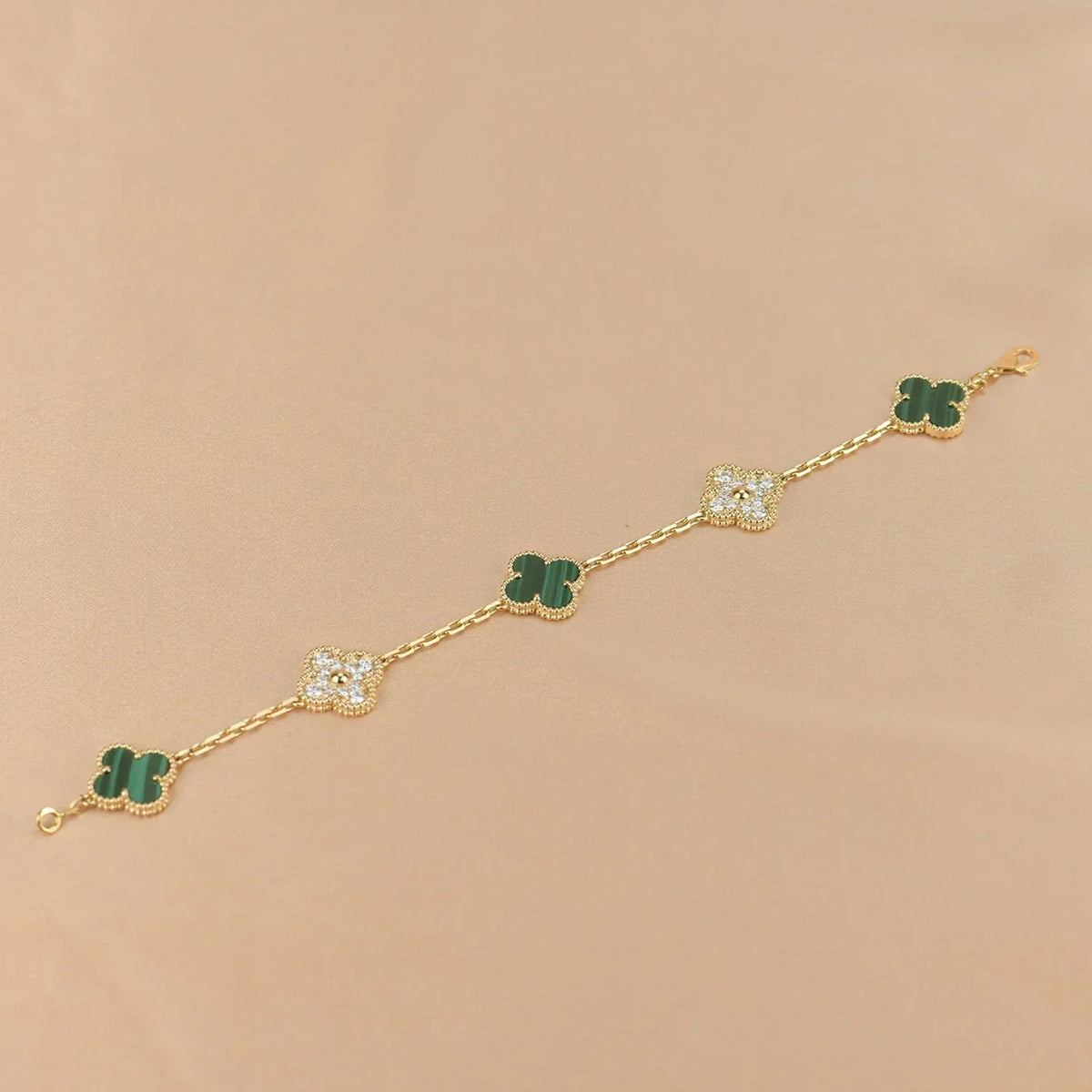 [Super CiCi ] CLOVER 5 MOTIF MALACHITE BRACELET COLLECTION